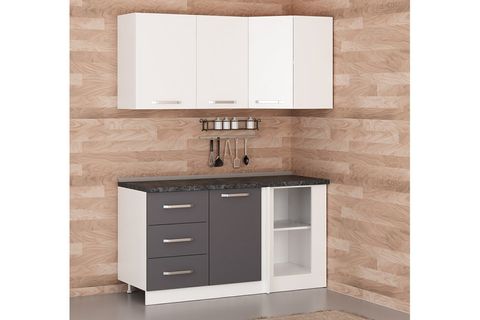 MİNAR 155CM KÖŞE MUTFAK DOLABI BEYAZ ANTRASİT K155A2