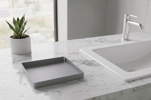 GALVANİZ METAL KARE BANYO TABLASI, CAM GRİ, 10102 CM