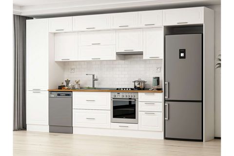ALVİNKA 400X240 CM KLASİK MEBRAN MUTFAK DOLABI, MBB E90B60S50 1 MEBRAN BEYAZ SUNTALAM