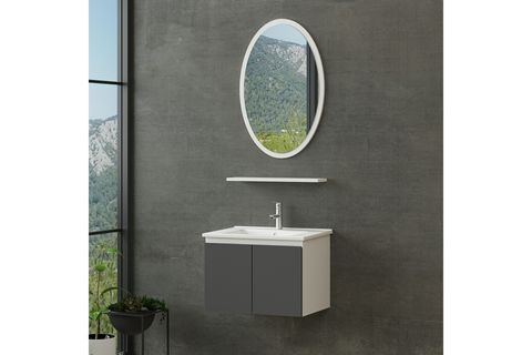 NİKA BANYO DOLABI 65CM AS2K 1EA1R ETJ BEYAZ ANTRASİT