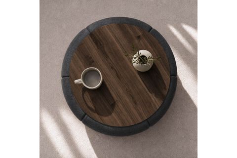 MODEVİA SEHPALI PUF, CEVİZ KOYU GRİ