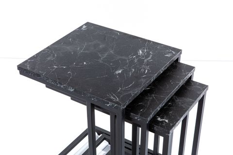 GRADA 3'LÜ ZİGON SEHPA, MERMER DESEN