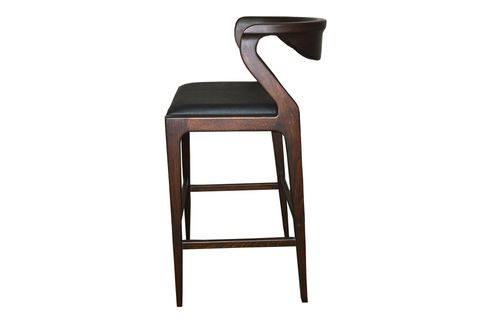 ÇAĞDAŞ AHŞAP BAR TABURESİ, SUNİ DERİ