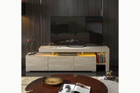 LUMA LED IŞIKLI TV ÜNİTESİ, KONSOL TRAVERTEN DESEN, 192 CM