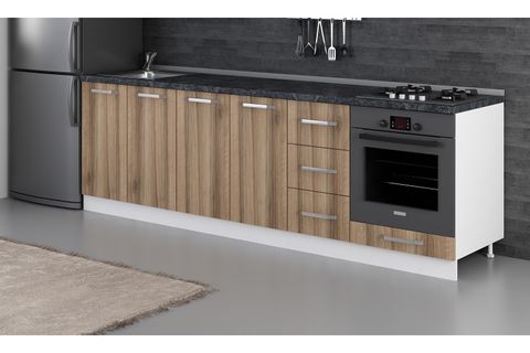 MİNAR 260 CM MUTFAK DOLABI BEYAZ DORE 260-D3-ALT MODÜL