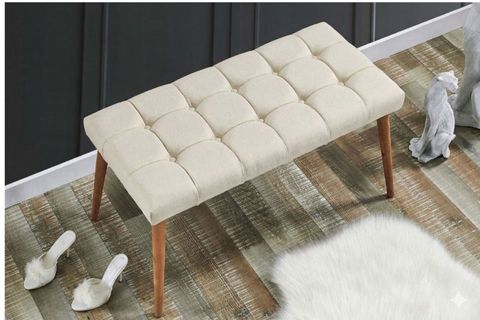 KAPİNO BENCH, KREM, AHŞAP AYAK