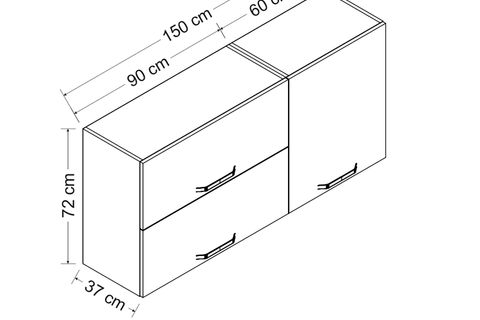 MİNAR 150 CM MUTFAK DOLABI BEYAZ 150-B1-ÜST MODÜL