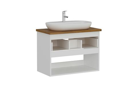 NİKA BANYO DOLABI ALT 85CM AS2K1Ç TZG BEYAZ ANTRASİT