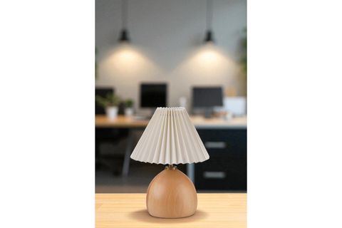 CAMERON MASA LAMBASI, NATUREL PİLELİ KREM ABAJURLU