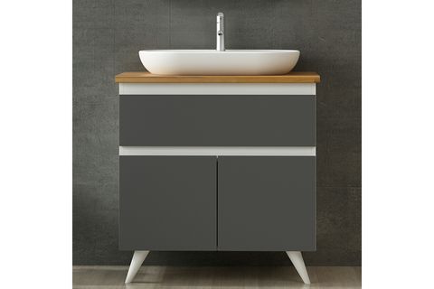 NİKA BANYO DOLABI ALT 85CM AY2K1Ç TZG BEYAZ ANTRASİT