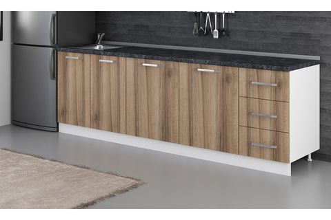 MİNAR 255 CM MUTFAK DOLABI BEYAZ DORE 255-D1-ALT MODÜL
