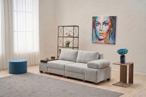 PERENNA YATAKLI ÜÇLÜ KOLTUK, ŞÖNİL, GRİ