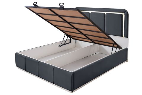 DEMONTE NOX LEDLİ ÇİFT KİŞİLİK BAZA BAŞLIK MAXİ YATAK SETİ, ANTRASİT, 160X200