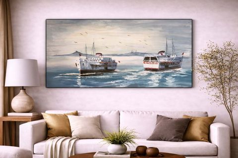 İSTANBUL VAPURLAR ORİJİNAL YAĞLI BOYA TABLO