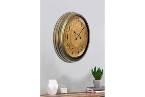BRONZ NOSTALJİ METAL ESKİTME DUVAR SAATİ 40 CM