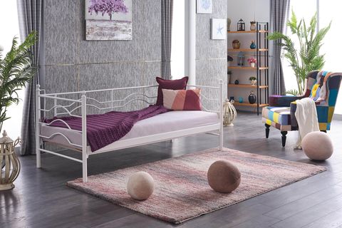 UNİMET MYRA DAYBED TEK KİŞİLİK FERFORJE METAL KARYOLA, BEYAZ, 90X200