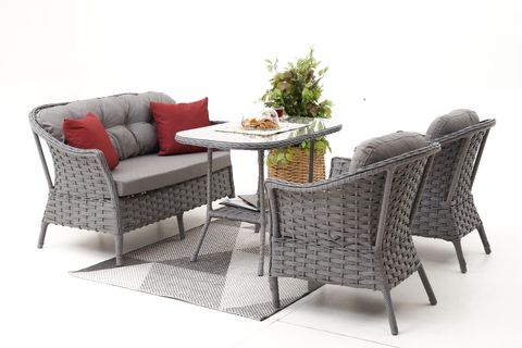 KARDELEN RATTAN İKİLİ OTURMA GRUBU, GRİ