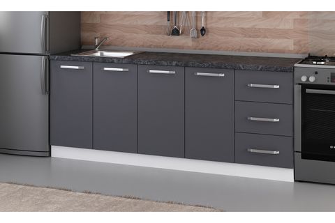 MİNAR 205 CM MUTFAK DOLABI BEYAZ ANTRASİT 205-A1-ALT MODÜL