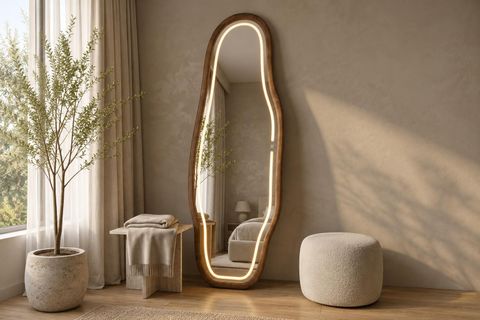 MONACO LEDLİ AHŞAP BOY AYNASI, 180X60