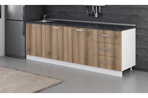 MİNAR 240 CM MUTFAK DOLABI BEYAZ DORE 240-D3-ALT MODÜL