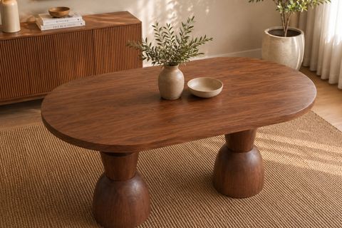OSCAR OVAL MUTFAK MASASI, CEVİZ, 160 CM