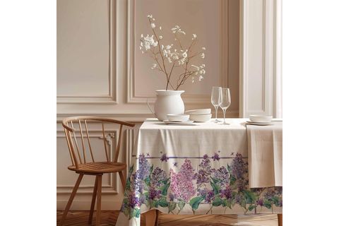 FLORA LİLA PAMUK MASA ÖRTÜSÜ, 100X100 CM