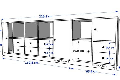 ASLI KONSOL, RAFLI DOLAPLI ÇEKMECELİ, BEYAZ, 226 CM, KNS-1108