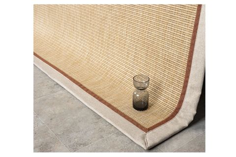 ÇİFT BORDÜRLÜ HASIR DOKULU SİSAL SALON MAKİNE HALISI, BEJ, 120X400, 663, TERRA BEJ