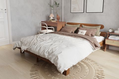 ALP LOTUS NEW DAMLA CEVİZ MASİF ÇAM AHŞAP KARYOLA, 140X200