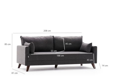 BELLA SOFT YATAKLI ÜÇLÜ KOLTUK, ANTRASİT