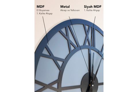 ROMA RAKAMLI DEKORATİF DUVAR SAATİ GRİ