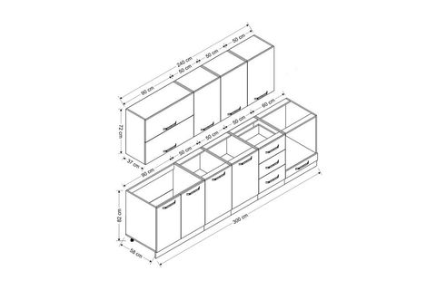 MİNAR BASİC 300 CM MUTFAK DOLABI BEYAZ 300-B7