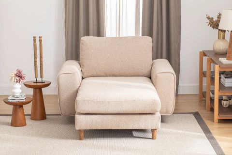 MERLİN DAYBED, FİTİLLİ KOL, NATUREL AYAK, RECYCLED KUMAŞ, CAPPUCİNO