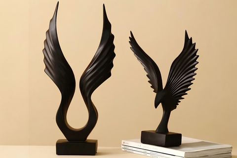 SOYUT KANAT ANKA KUŞU OBJE SET, SİYAH