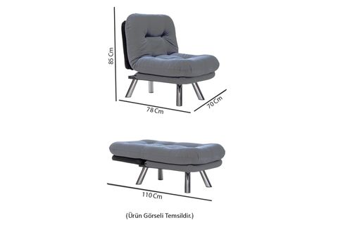 HİPPO KETEN YATAKLI TEKLİ KOLTUK, KOYU GRİ
