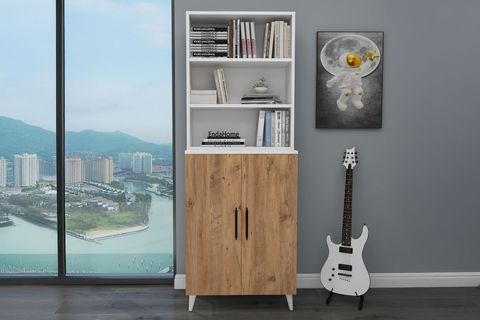 ORAS KLASİK KİTAPLIK, ATLANTİK ÇAM BEYAZ, 6 RAFLI