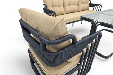 OKYANUS İP ÖRGÜ ÜÇLÜ OTURMA GRUBU, ANTRASİT