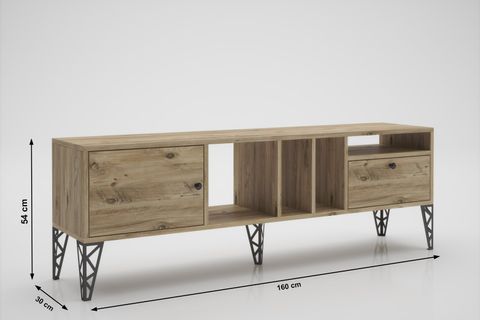 CERCEİ TV ÜNİTESİ, ATLANTİK ÇAM SİYAH, 160 CM