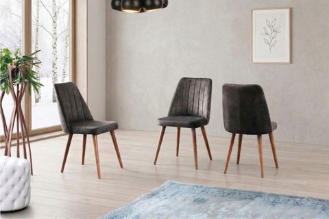 ARMİN MASA CANNES SANDALYE, ANTRASİT CEVİZ, 130X80