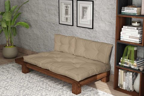 WOODESK ARİN MASİF AHŞAP SEDİR, CEVİZ-CAMEL RENK