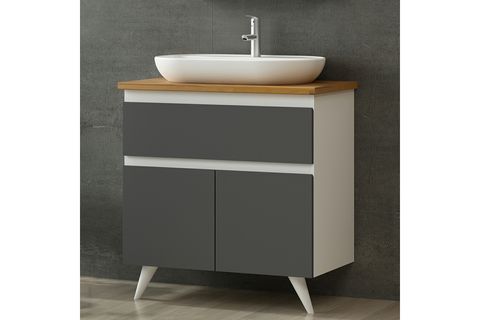 NİKA BANYO DOLABI ALT 85CM AY2K1Ç TZG BEYAZ ANTRASİT