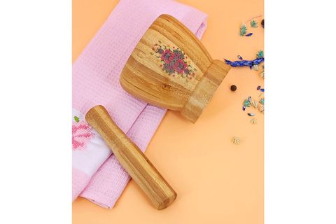 CASTLE SEKİZLİ BAMBU DESENLİ KAŞIK SETİ VE HAVAN