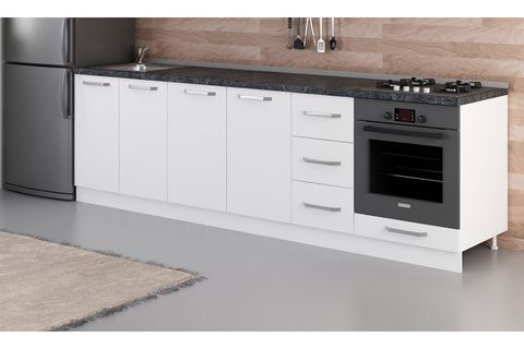MİNAR 270 CM MUTFAK DOLABI BEYAZ 270-B6-ALT MODÜL