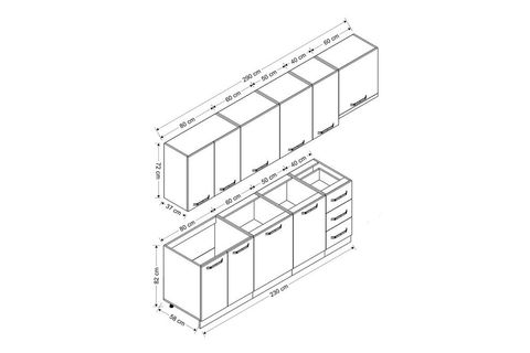 MİNAR LOTUS 290 CM MUTFAK DOLABI BEYAZ DORE 290-D4