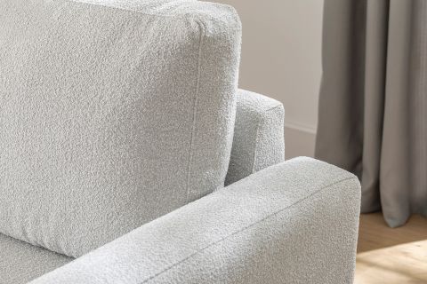 MERLİN MİNİ KÖŞE KOLTUK, NATUREL AYAK, İNCE KOL, RECYCLED KUMAŞ, AÇIK GRİ