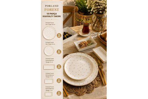 PORLAND FOREST 18 PARÇA KAHVALTI TAKIMI, 6 KİŞİLİK