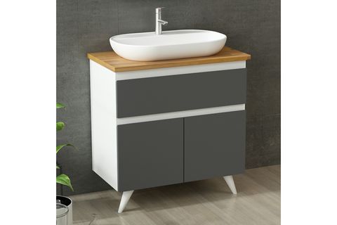 NİKA BANYO DOLABI ALT 85CM AY2K1Ç TZG BEYAZ ANTRASİT