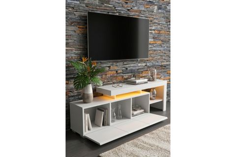 LUMA LED IŞIKLI TV ÜNİTESİ, BEYAZ, 160 CM