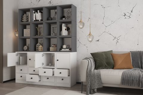 LİNEA BEYAZ ANTRASİT ÇEKMECELİ BÖLMELİ OFİS KİTAPLIĞI NRG KTP 1104