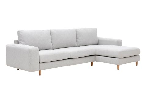 MERLİN MİNİ KÖŞE KOLTUK, NATUREL AYAK, KALIN KOL, RECYCLED KUMAŞ, AÇIK GRİ